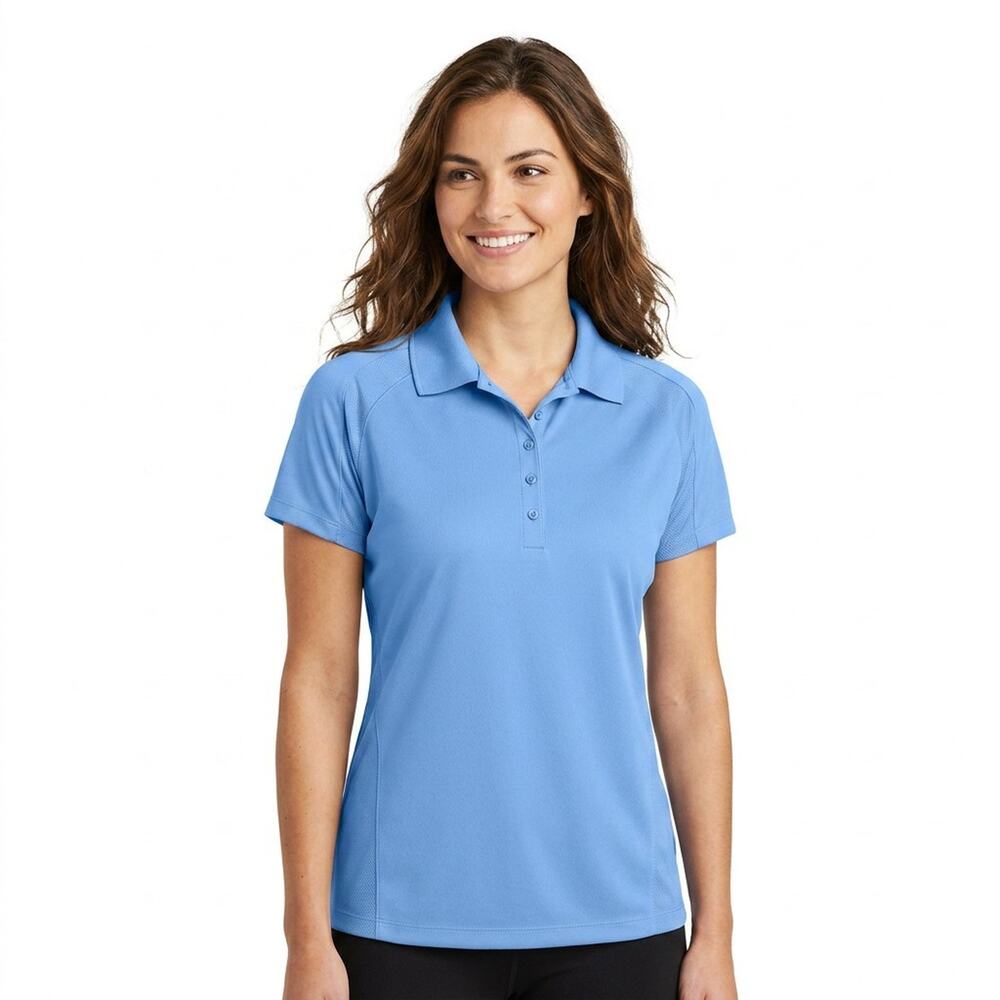 Sport-Tek Womens Short Sleeve Moisture Wicking Button Polo Size Large Shirt L474